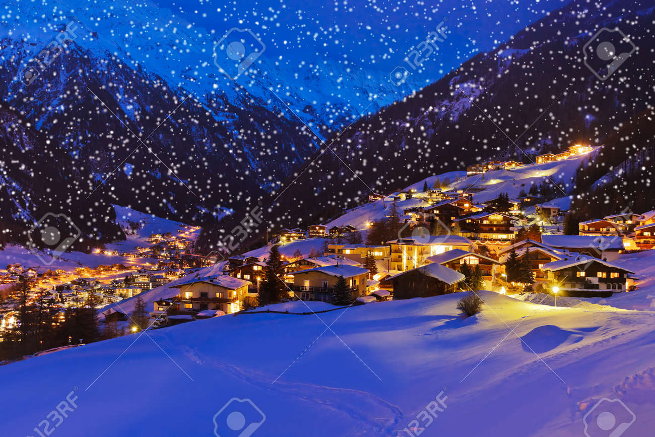 Mountains ski resort Solden Austria - nature and architecture background - 48419791 Mountains ski resort Solden Austria - nature and architecture background - 48419791