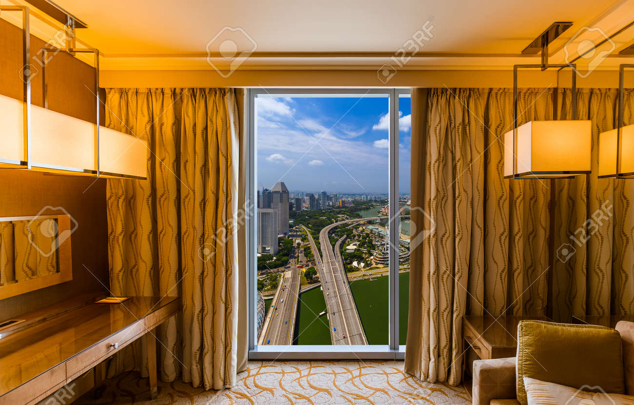 ホテルの部屋とシンガポール ビュー 休暇の概念の背景 の写真素材 画像素材 Image