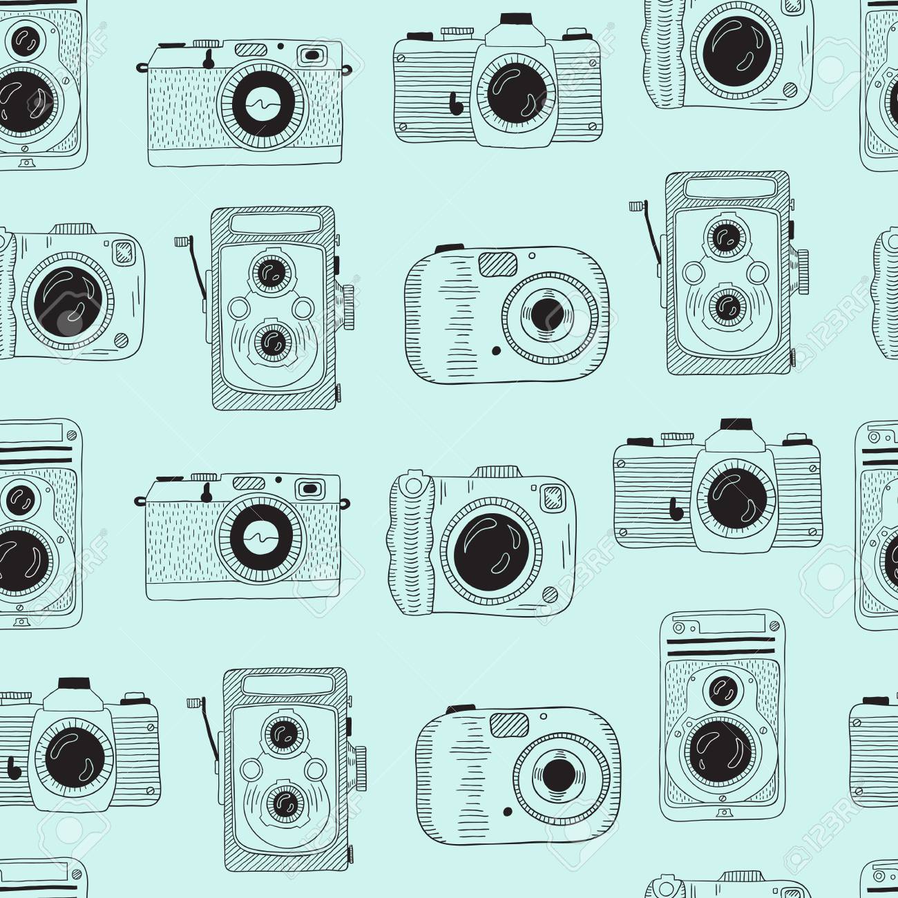写真カメラ パターン ベクトルは手描き下ろしイラストです のイラスト素材 ベクタ Image