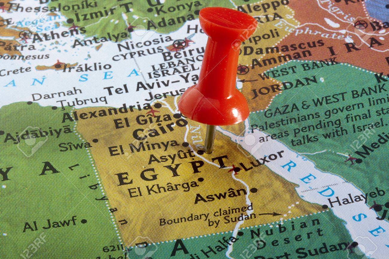 country of egypt pinned on a world map stock photo picture and pinned map