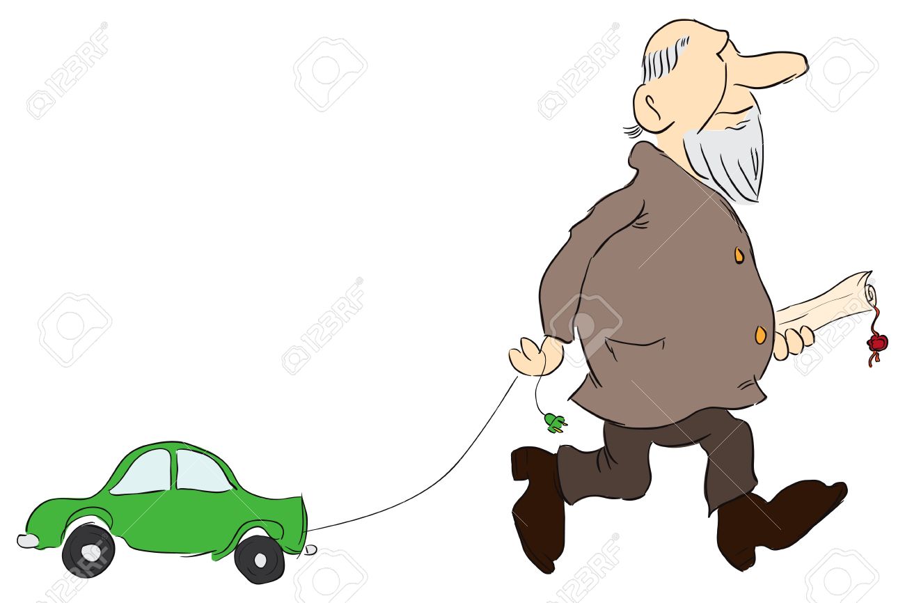 L Inventeur De La Voiture Ecologique Vector Illustration Dessin Anime Humour Clip Art Libres De Droits Vecteurs Et Illustration Image