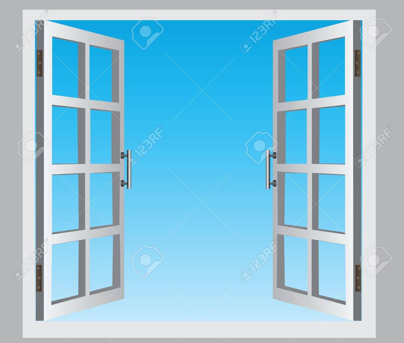 オープンの開き窓の窓 青い空のイラスト素材 ベクタ Image オープンの開き窓の窓 青い空のイラスト素材 ベクタ Image