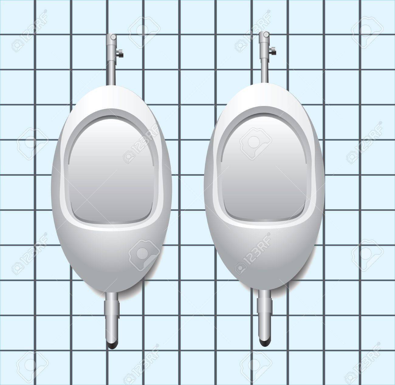 Dos Urinario Masculino En La Pared De Azulejos Ilustracion