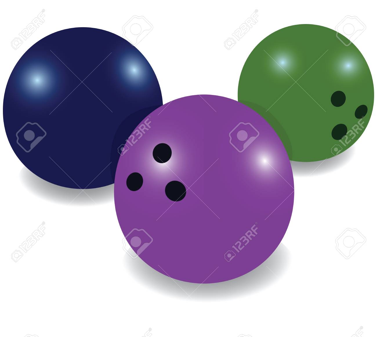 ボウリングボール 青緑色と紫色