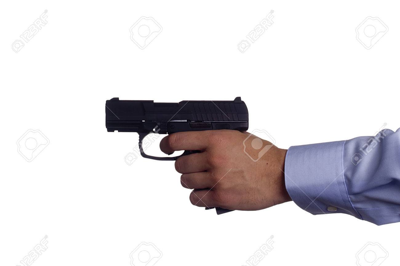 銃を持つ手の白い男 犯罪 の写真素材 画像素材 Image