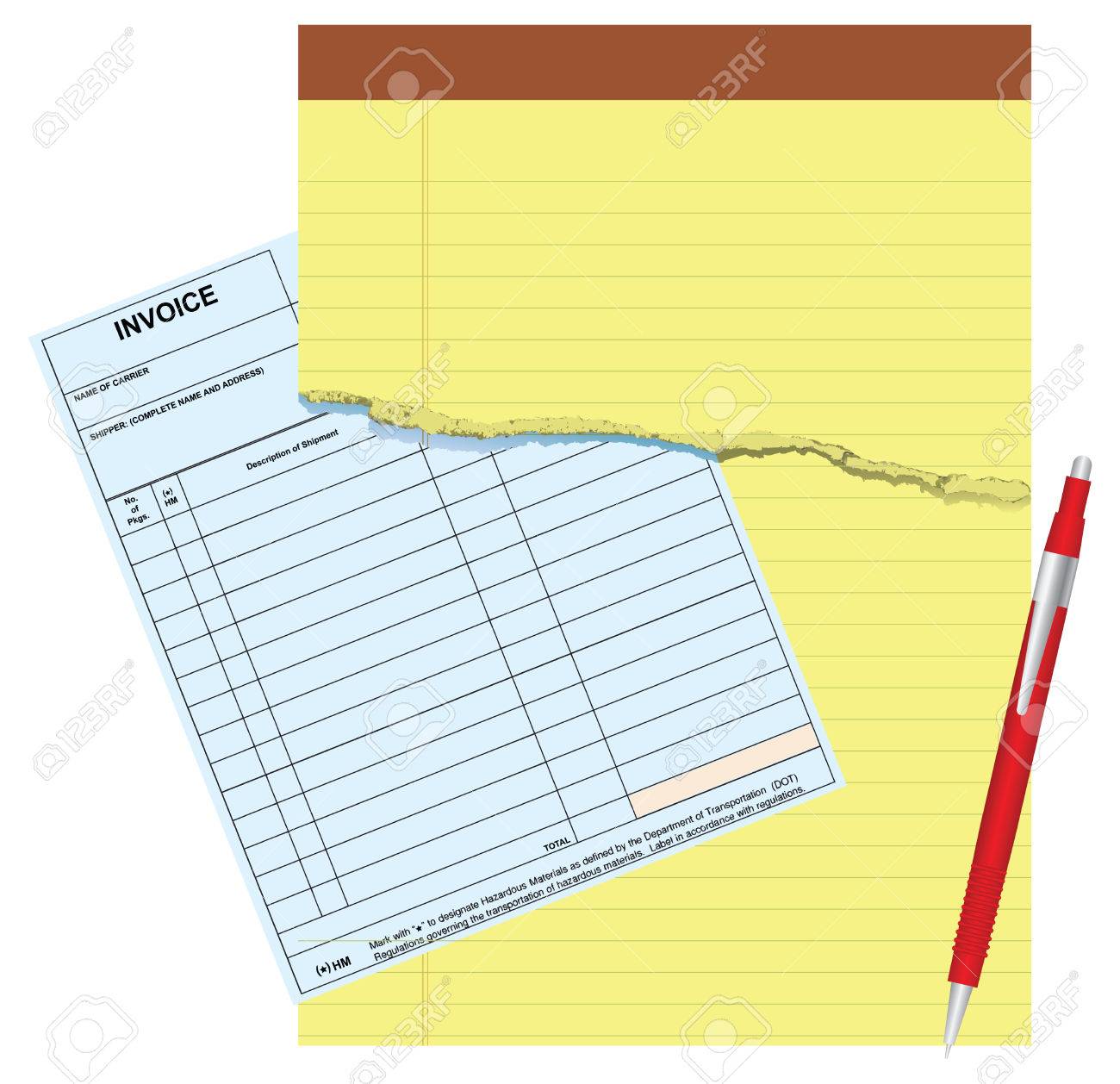 factura en blanco con libretas dañados ilustración del vector