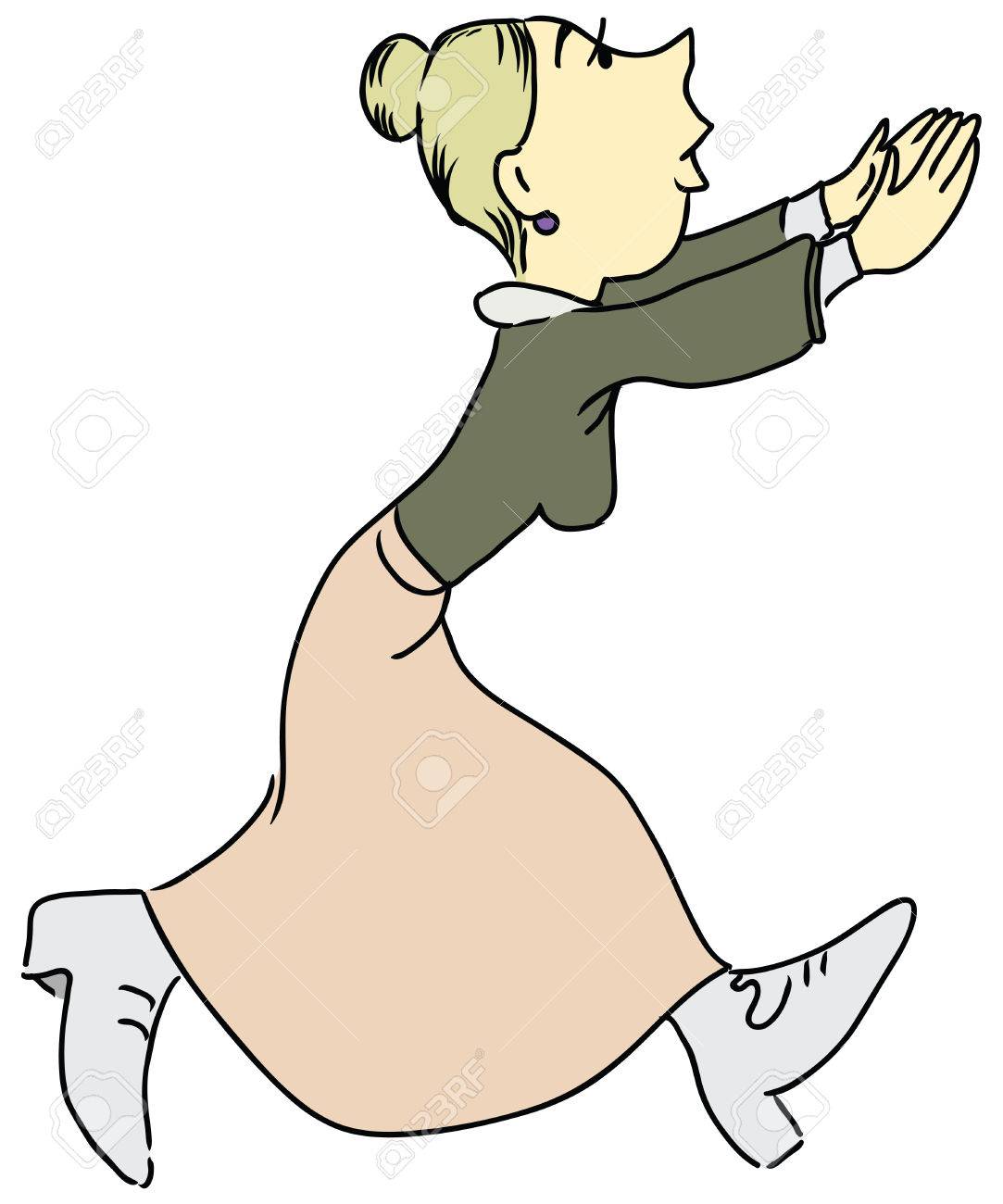 ロング スカートで走っている女性 のイラスト素材 ベクタ Image