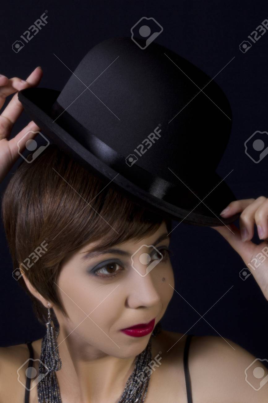 girls black bowler hat