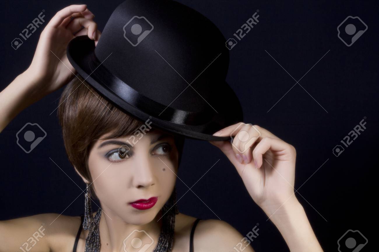 girls black bowler hat