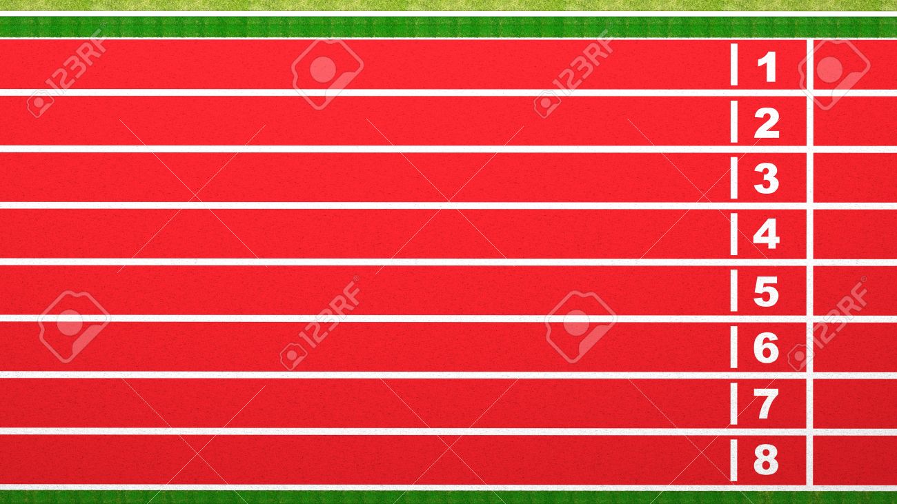 ランニング トラック フィニッシュ ラインのトップ ビュー の写真素材 画像素材 Image