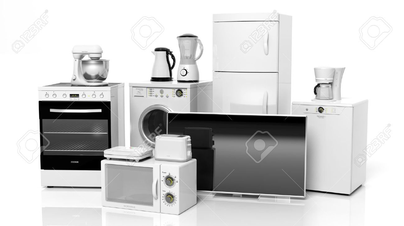 Group of home appliances isolated on white background - 36954148 Group of home appliances isolated on white background - 36954148