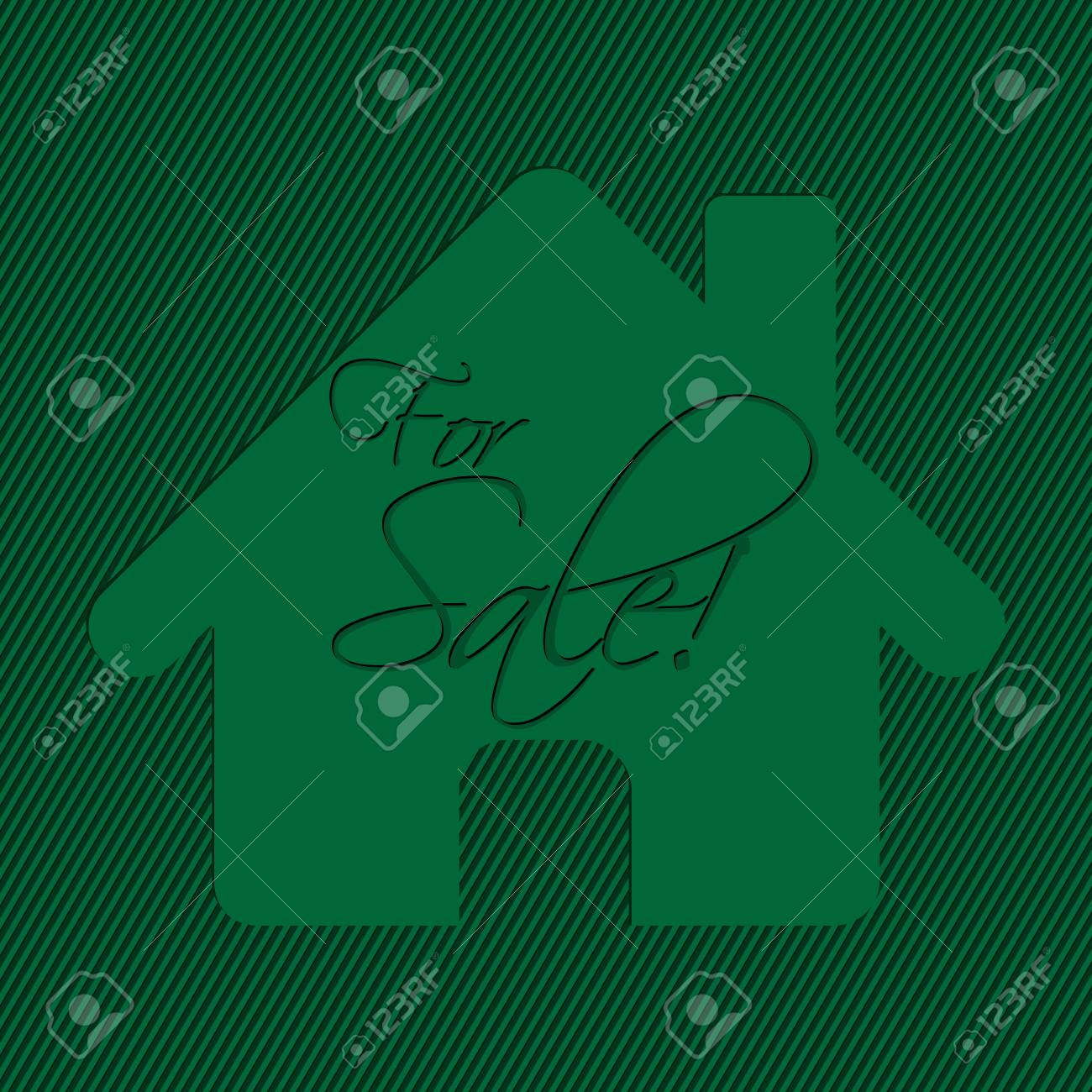 Grunes Haus Verkauf Werbung Mit Gestreiften Hintergrund Lizenzfrei