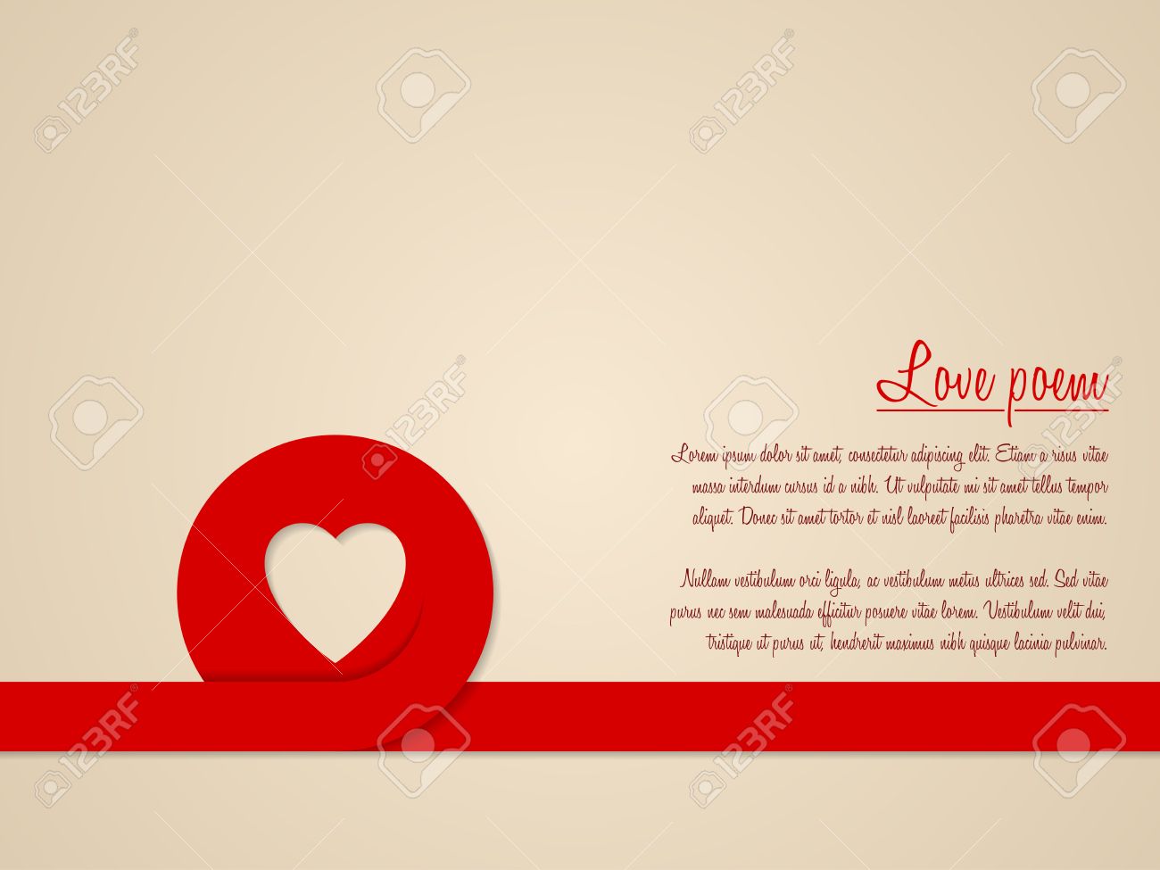 Jour La Carte De Voeux De Saint Valentin Avec Ruban De Coeur Rouge Et Poeme D Amour Clip Art Libres De Droits Vecteurs Et Illustration Image