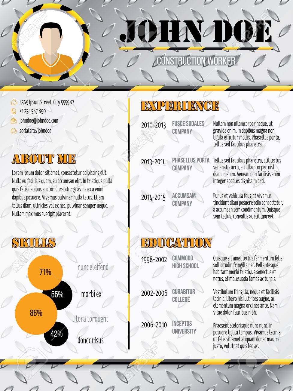 cool industrial design curriculum vitae cv resume design template stock vector 41599275
