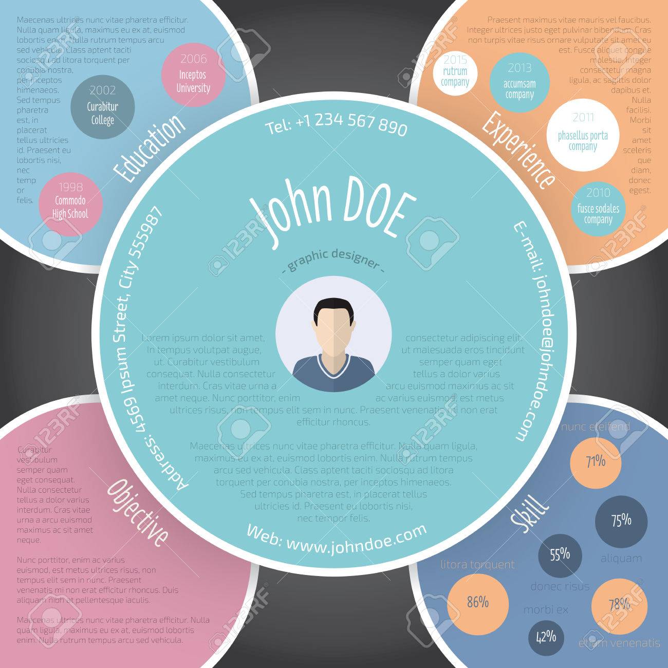 Kleurrijke Cirkels Hervatten Curriculum Vitae Cv Template Ontwerp Kleurrijke Cirkels Hervatten Curriculum Vitae Cv Template Ontwerp