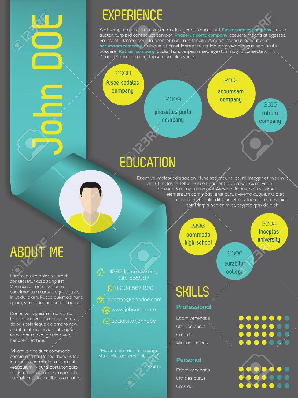 Moderne Curriculum Vitae Cv Cv Sjabloon Ontwerp Met Lint Royalty Moderne Curriculum Vitae Cv Cv Sjabloon Ontwerp Met Lint Royalty