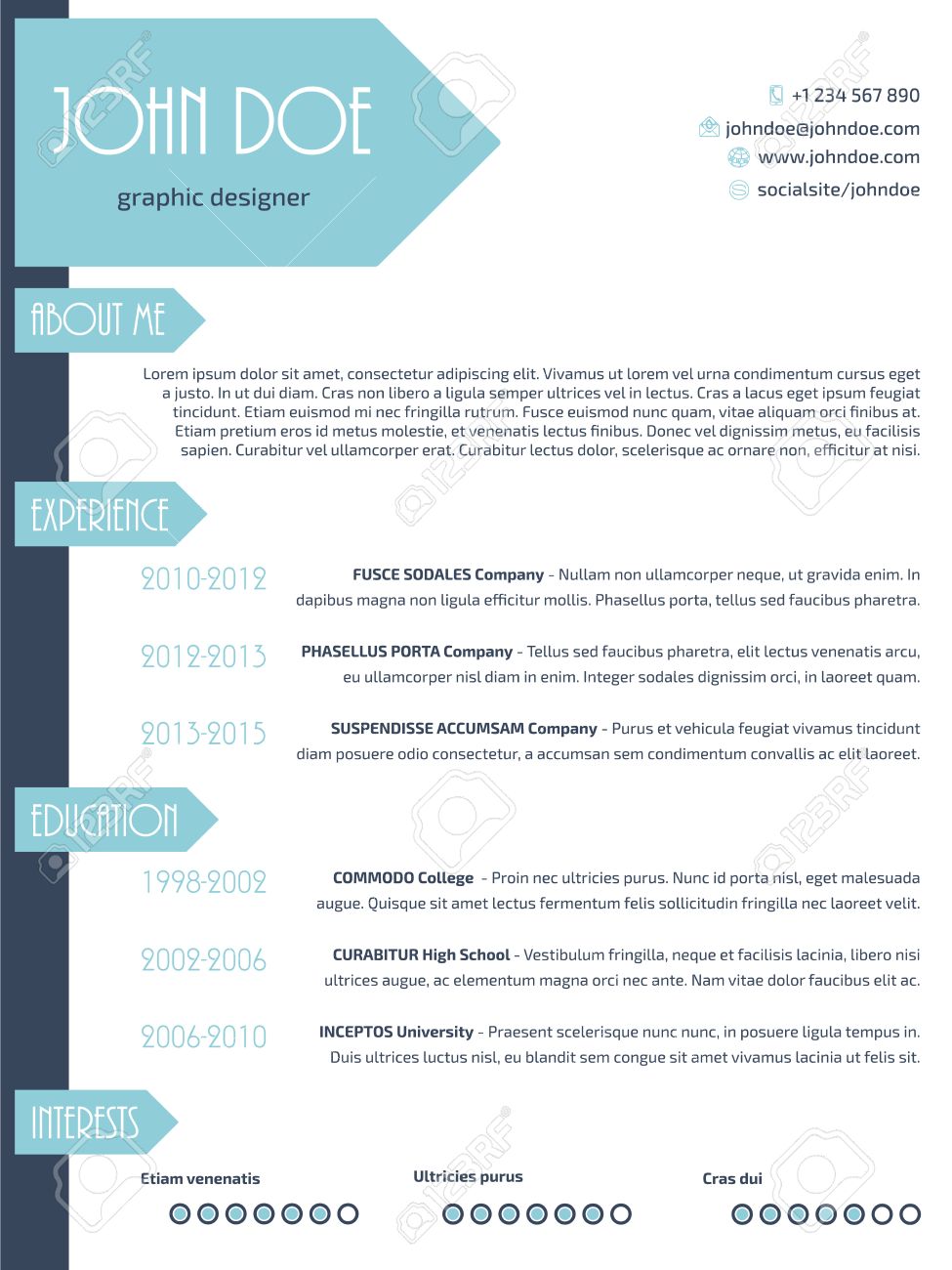 simplistic modern resume curriculum vitae cv template design
