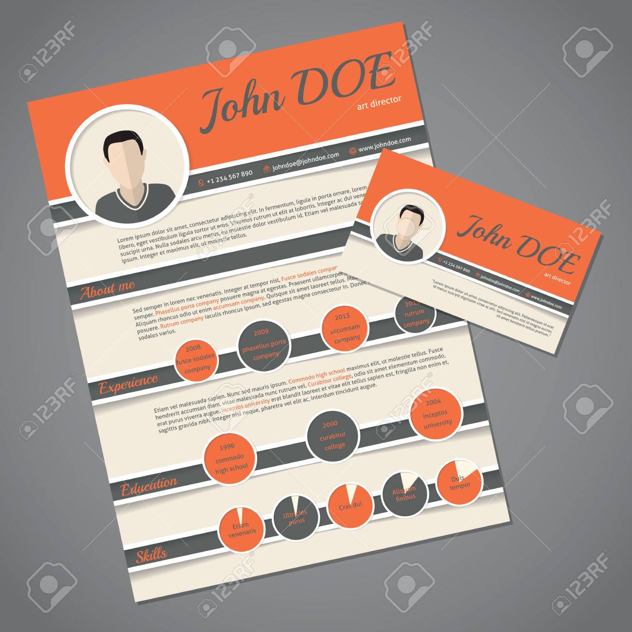 resume Resume Business Cards curriculum vitae resume cv template design with business card stock vector 44241544