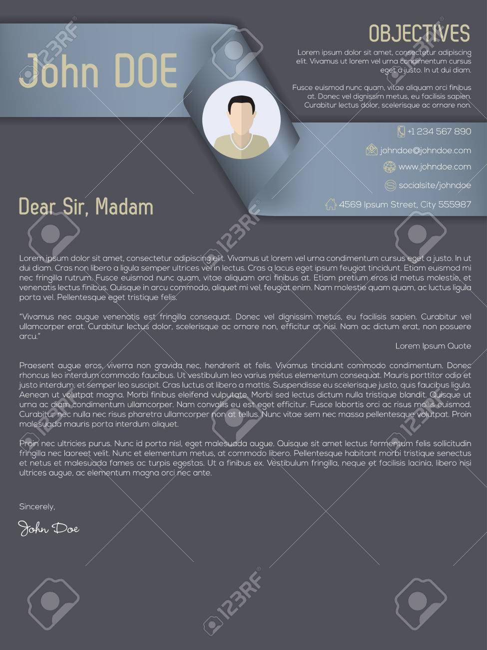 modern cover letter cv resume template with ribbon header royalty free modern cover letter and resume