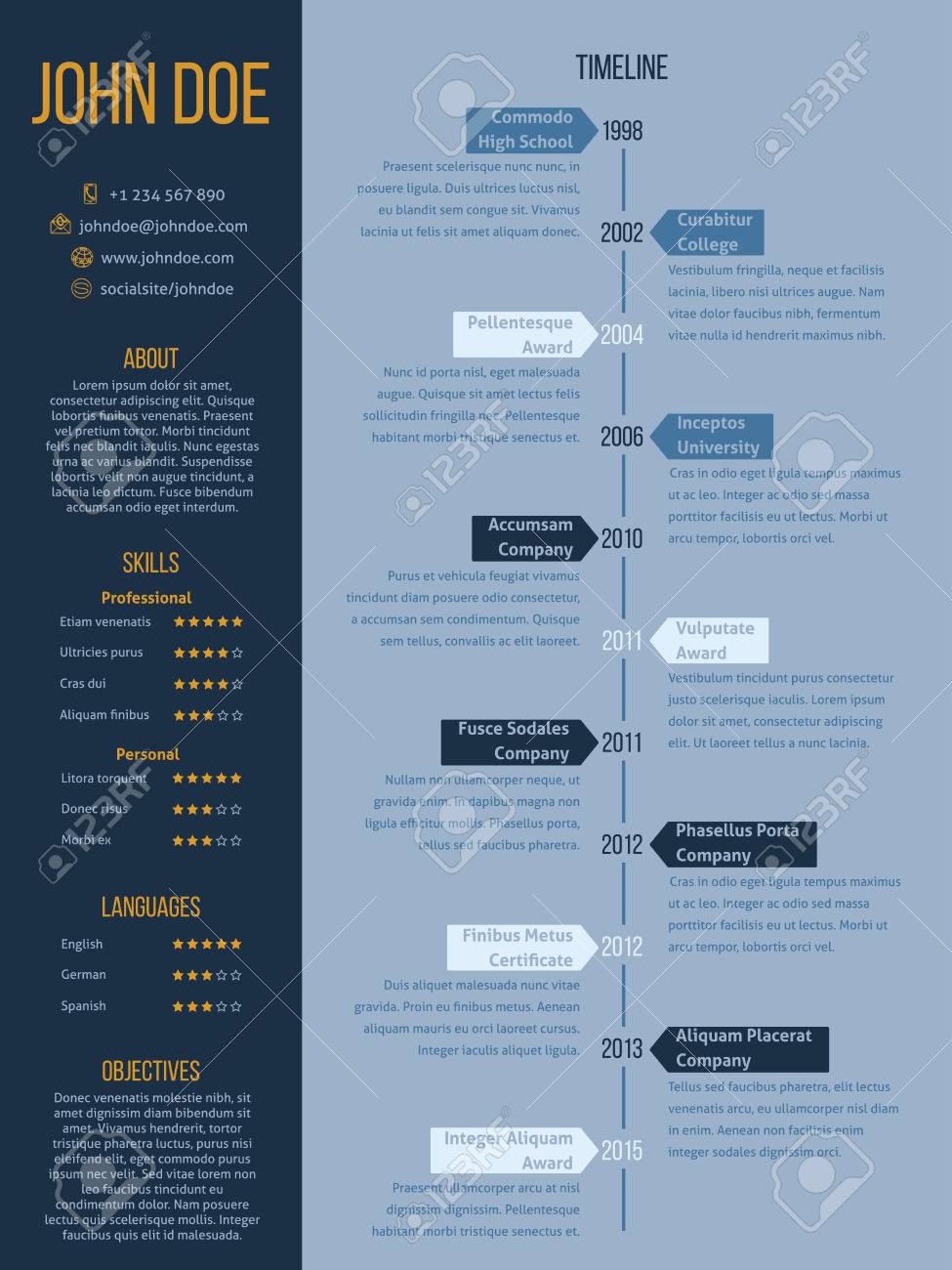 modern cv resume curriculum vitae design in blue and orange colors it modern resume