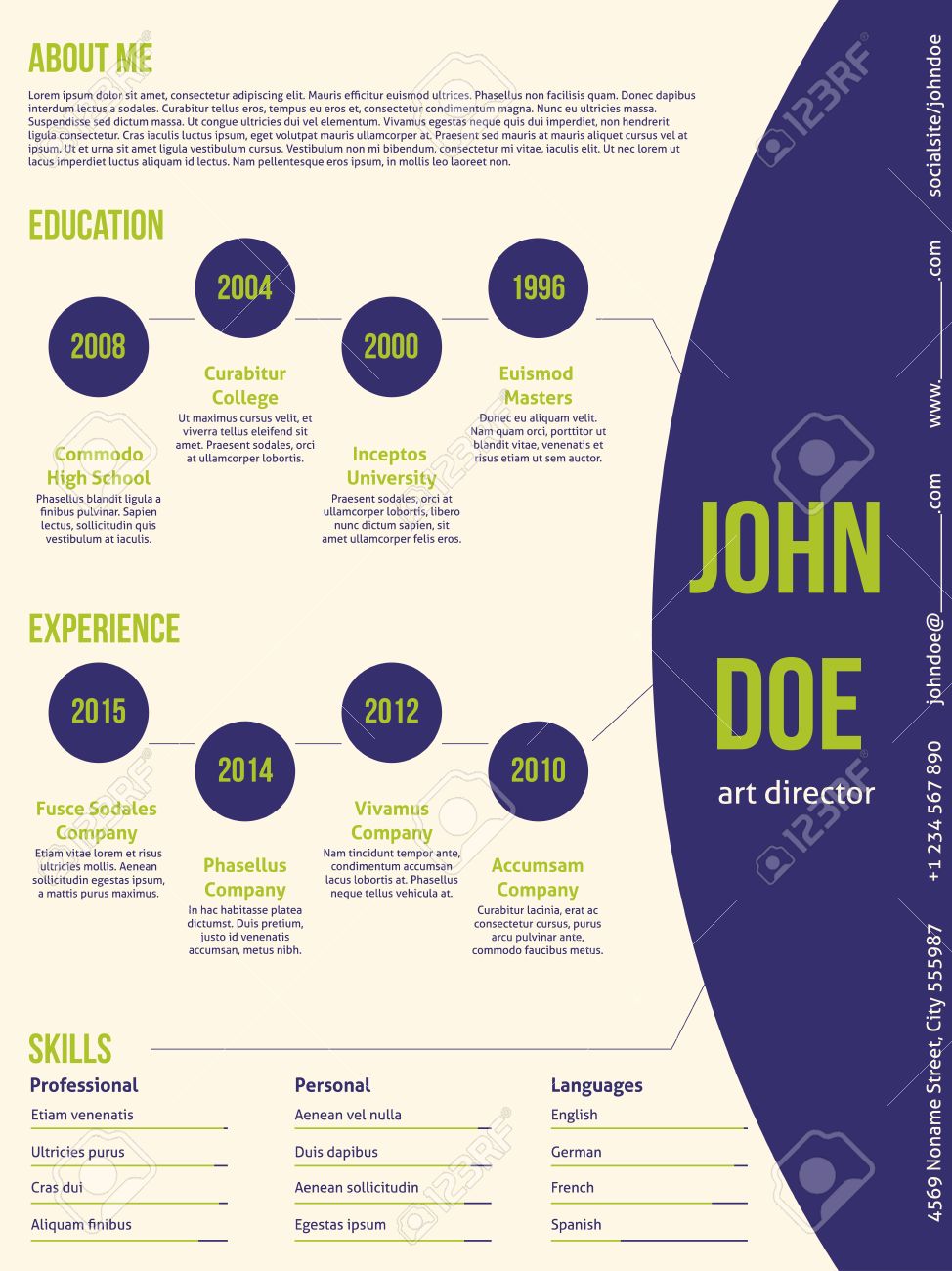 modern resume cv curriculum vitae template design with contrast