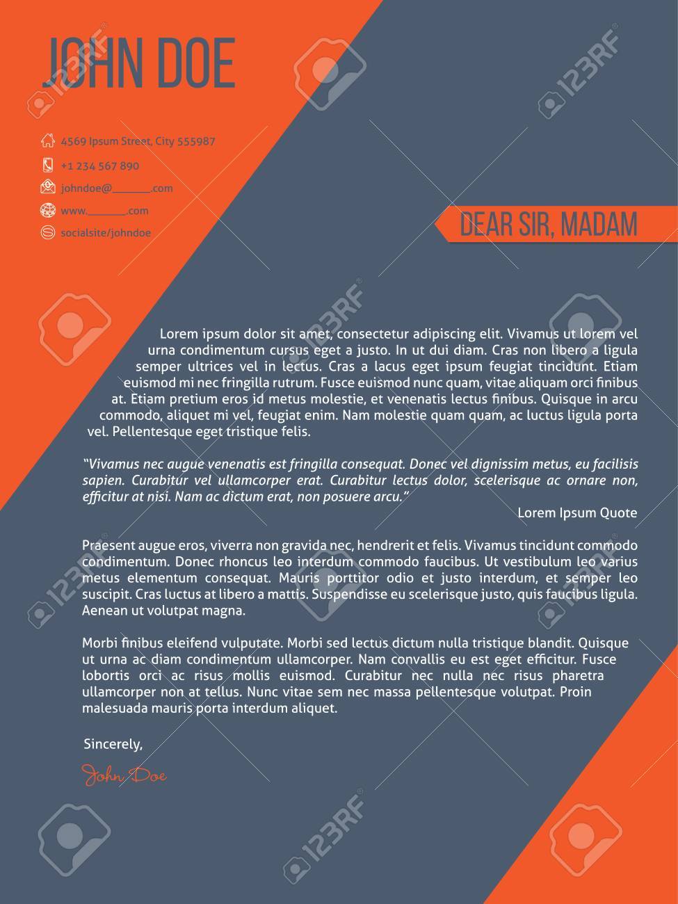 modern cover letter resume cv template design with orange stripes modern orange resume
