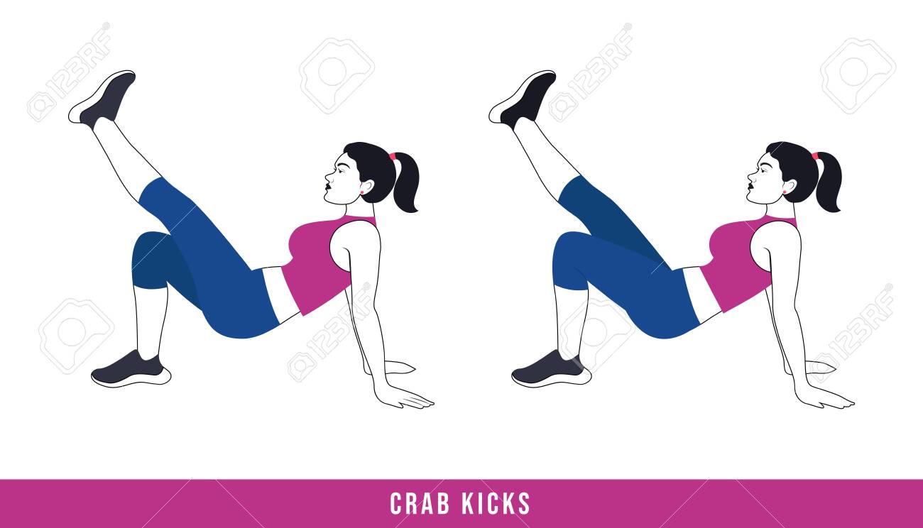 Crab Kicks Exercise Woman Workout Fitness Aerobic And Exercises