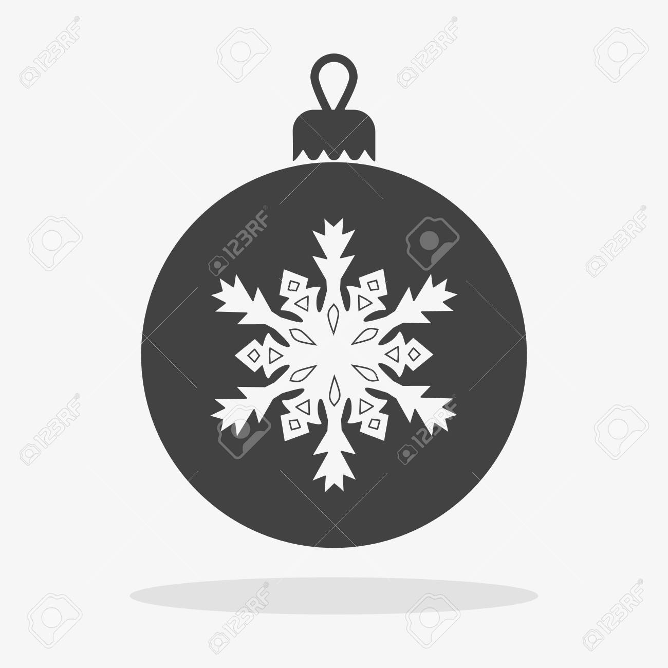 Boule De Noël Avec Flocon De Neige Icône Plat