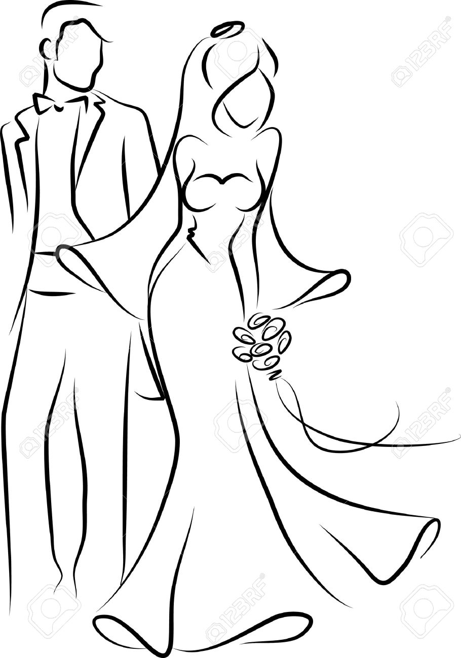 Silhouette Of Bride And Groom, Background Royalty Free SVG, Cliparts,  Vectors, and Stock Illustration. Image 11808995., image size:910x1300