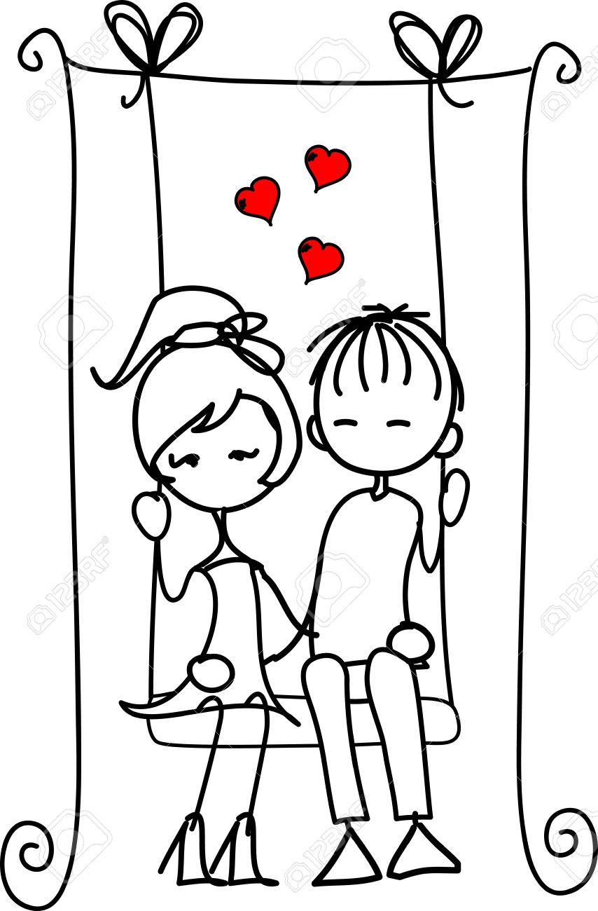 san valentín dibujo chico y una chica ilustraciones vectoriales