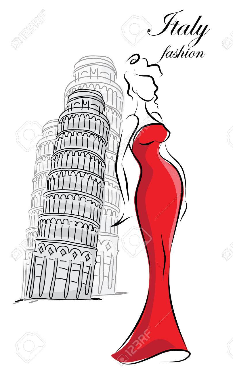 ベクトルの背景 イタリアのファッションの女の子 のイラスト素材 ベクタ Image