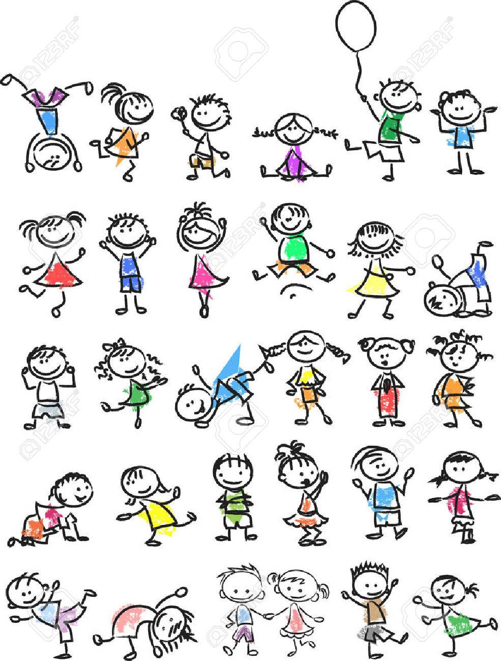 Cute happy cartoon doodle kids - 33650209 Cute happy cartoon doodle kids - 33650209