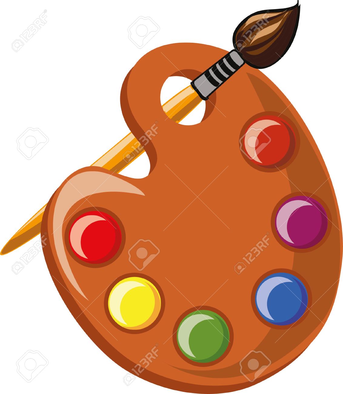 Cartoon School Pallet With Paints Royalty Free Cliparts Vectors