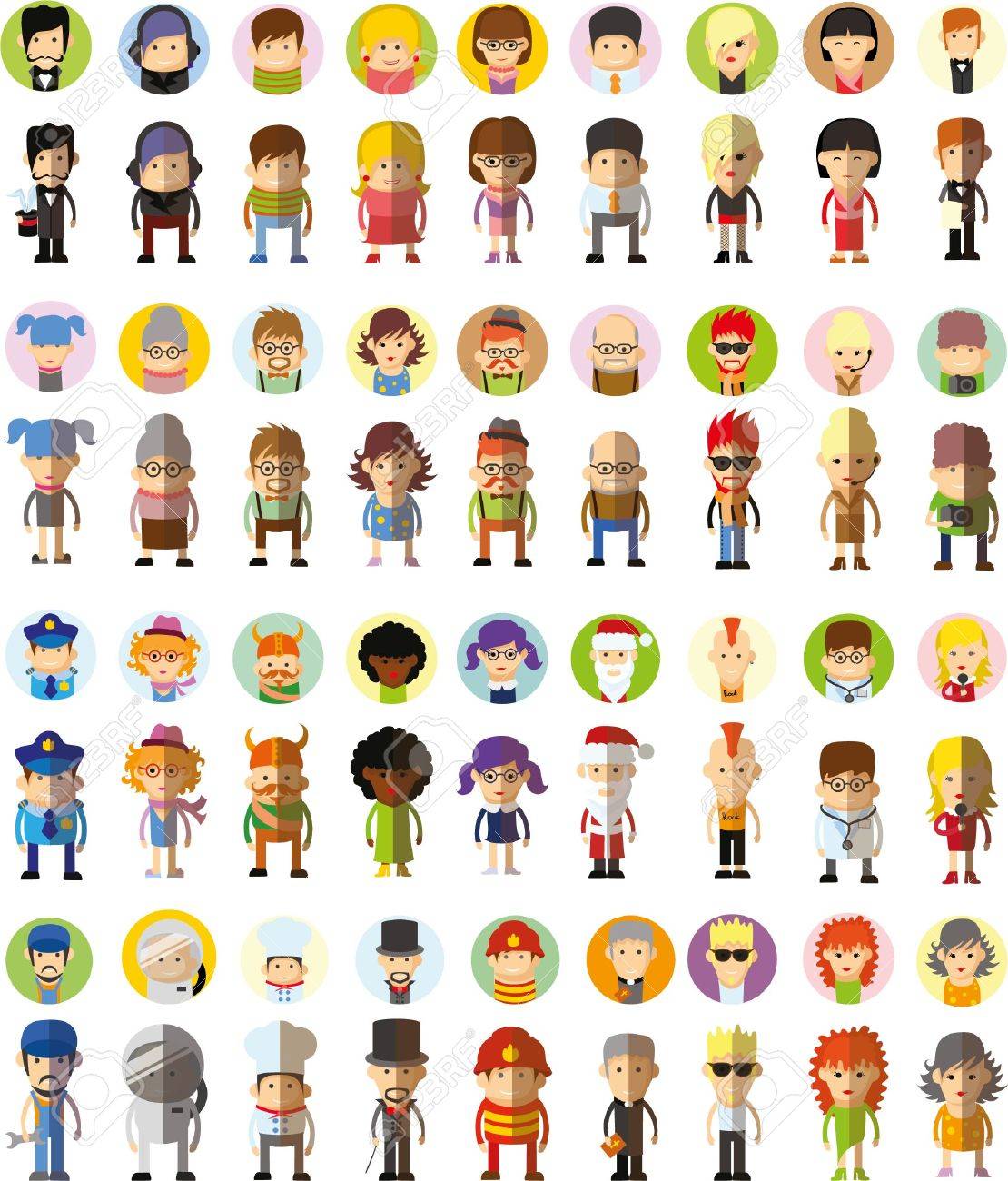 Set of cute character avatar icons in flat design - 40004922 Set of cute character avatar icons in flat design - 40004922