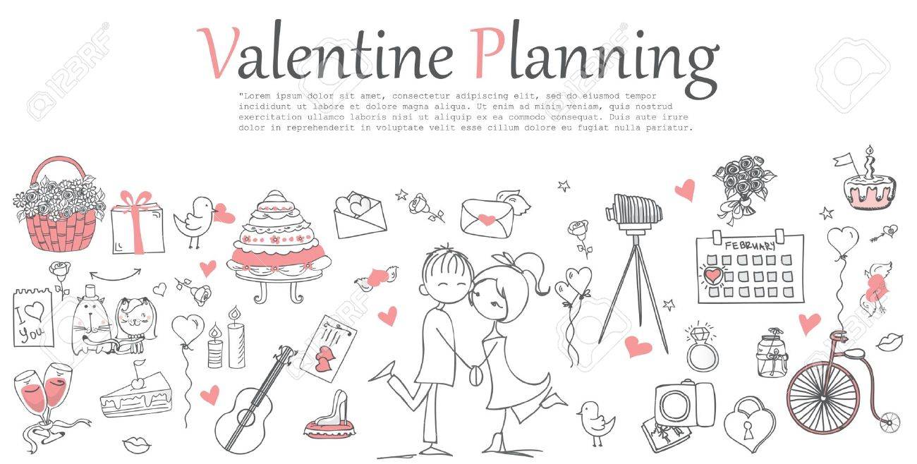 Valentine Doodle line design of web banner templates - 67671415 Valentine Doodle line design of web banner templates - 67671415