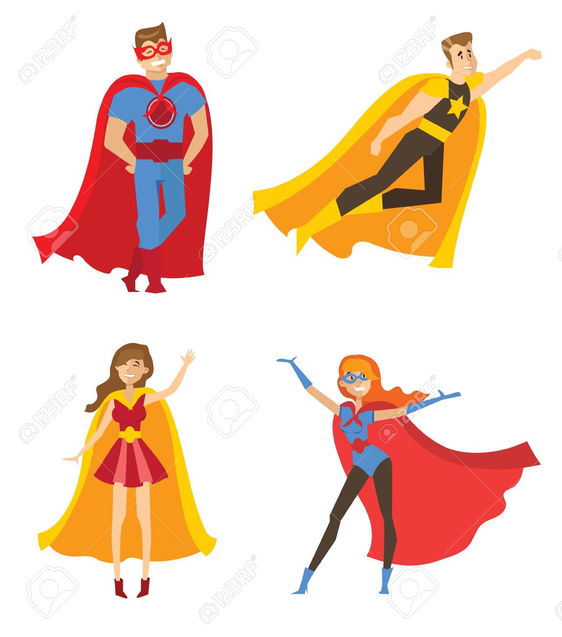 Illustration With Female And Male Superheros Royalty Free Cliparts Vectors And Stock Illustration Image
