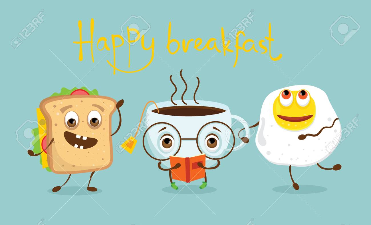 Personnages De Dessin Anime Drole De Nourriture Vector