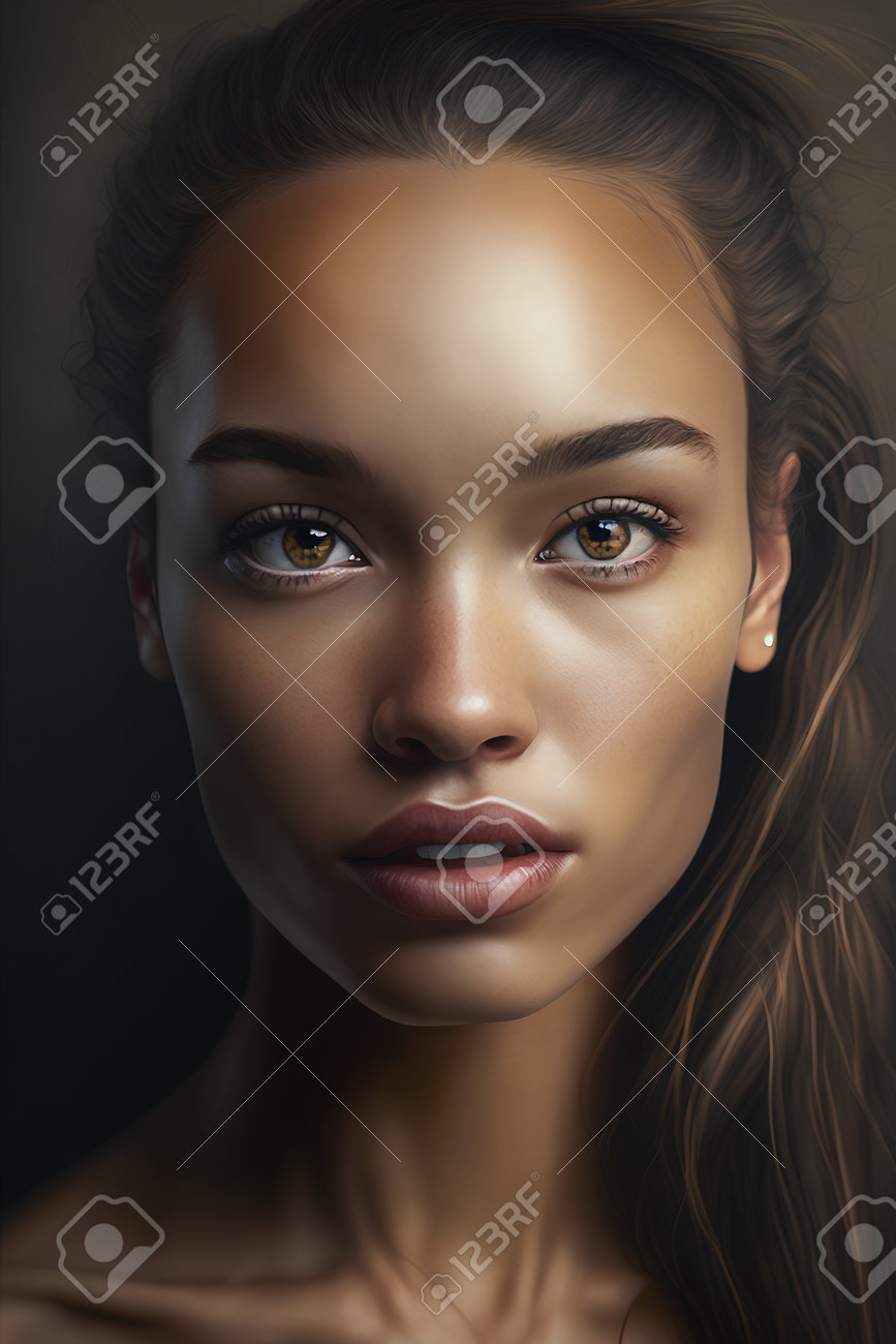 Portrait Of A Beautiful Young Woman With Evening Make-up. Бесплатное  Изображение и фотография 198955154.
