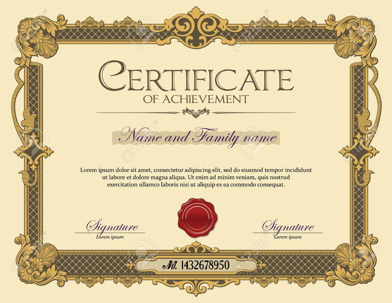 vintage ornament frame certificate of achievement gold royalty free achievement certificate