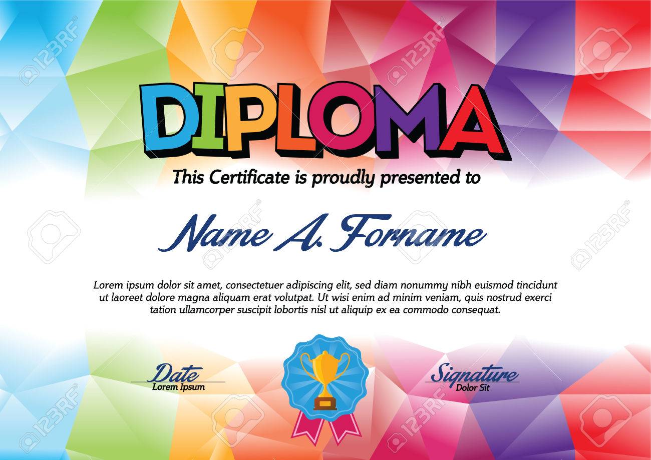 diploma certificate template with colorful frame for children colorful certificate template