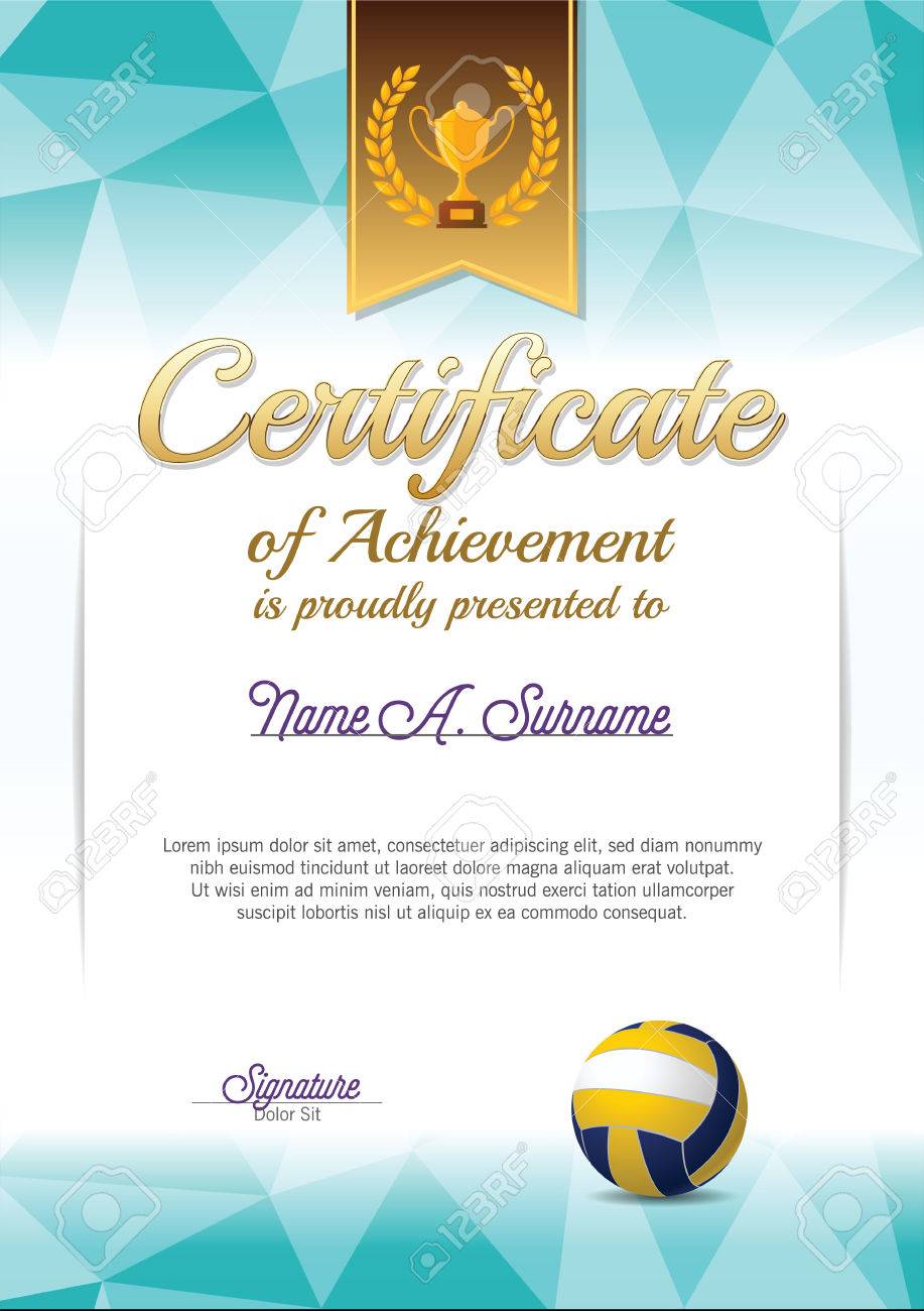 certificate of achievement volleyball certificate portrait volleyball certificate
