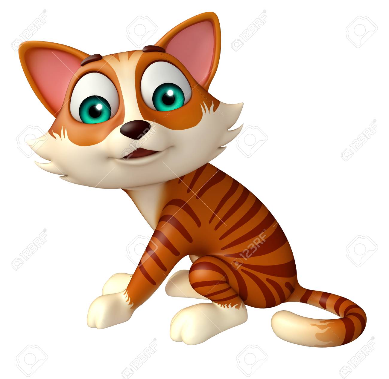3d Illustration Rendu Du Personnage De Dessin Animé Drôle De Chat
