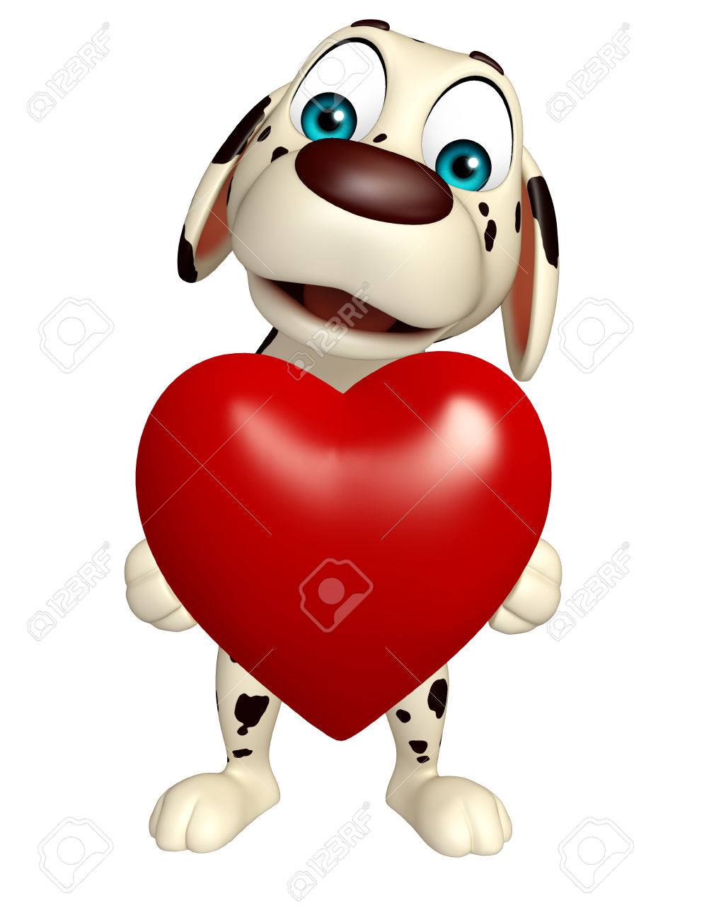 心の犬アニメ キャラクターの 3 D レンダリングされたイラストレーション の写真素材 画像素材 Image
