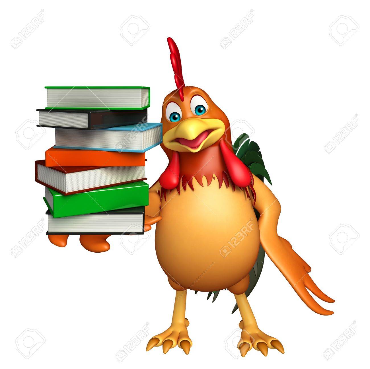 本スタックの鶏アニメ キャラクターの 3 D レンダリングされた図 の写真素材 画像素材 Image