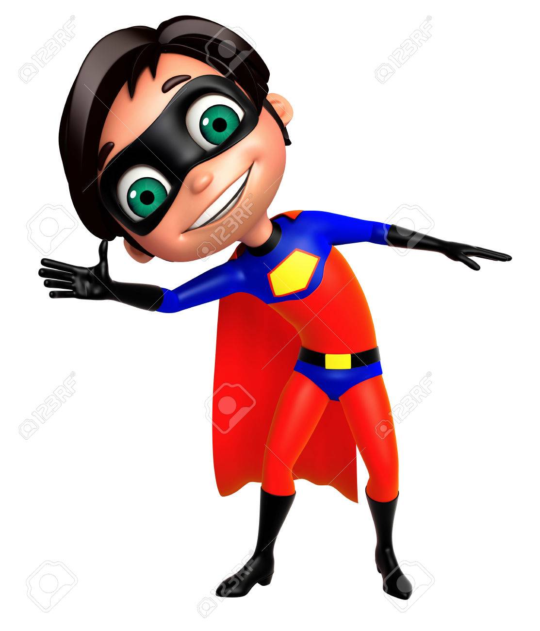 3D Rendered Illustration Of Superhero Boy Funny Pose Stock Photo, Picture  And Royalty Free Image. Image 53499772.