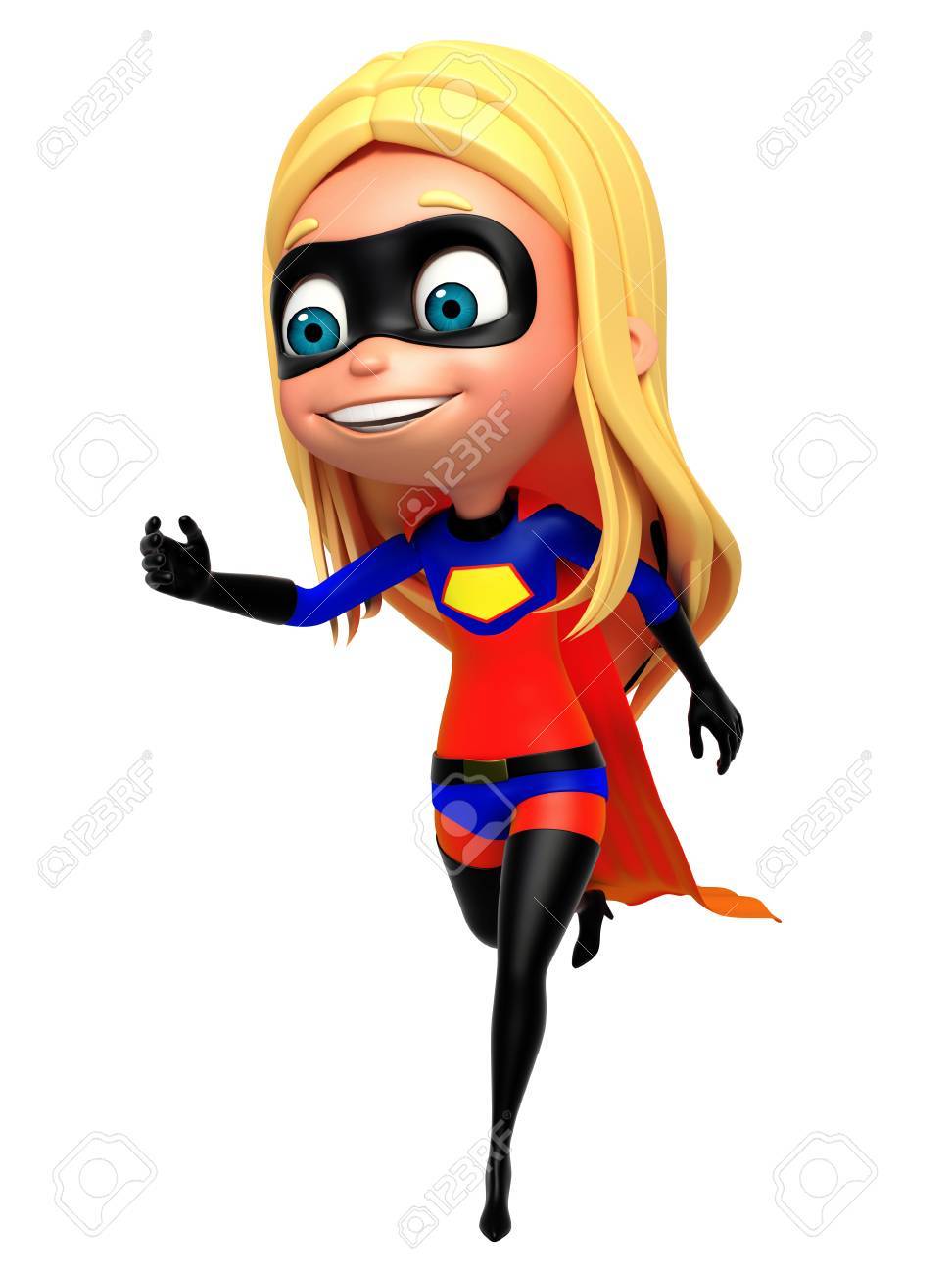 Illustration 3d Rendus De Super Heros Fille Courir Pose Banque D Images Et Photos Libres De Droits Image