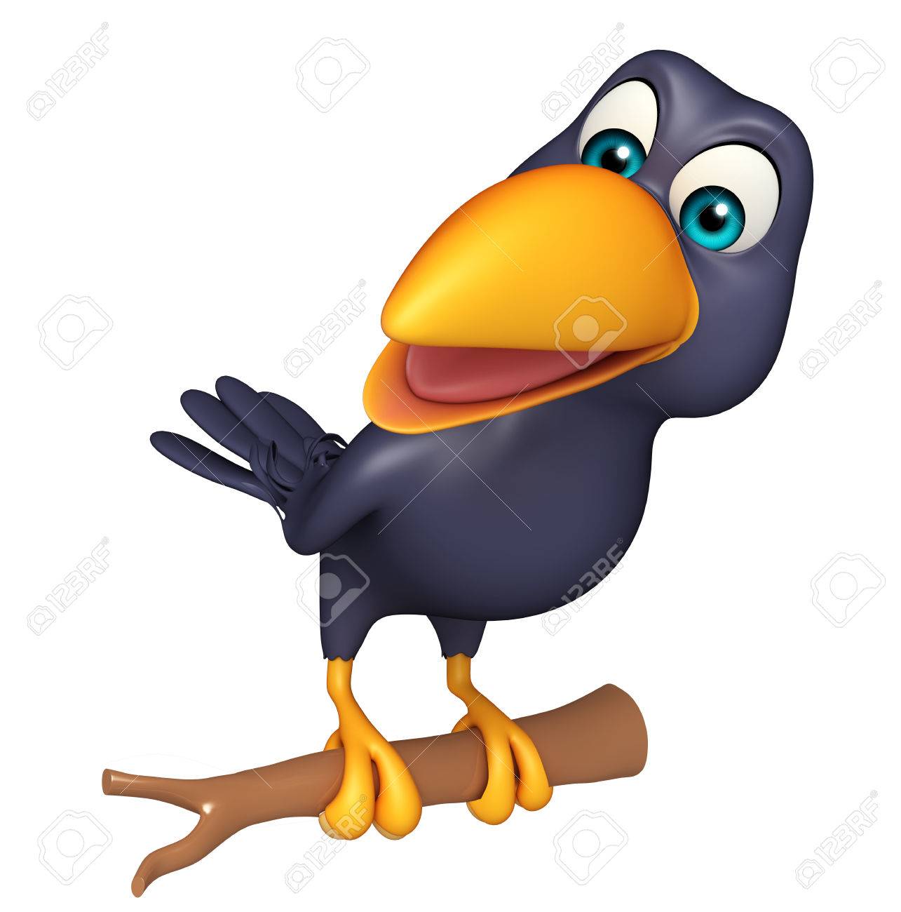 3d Rendered Illustration Of Sitting Crow Cartoon Character Stock Photo Picture And Royalty Free Image Image