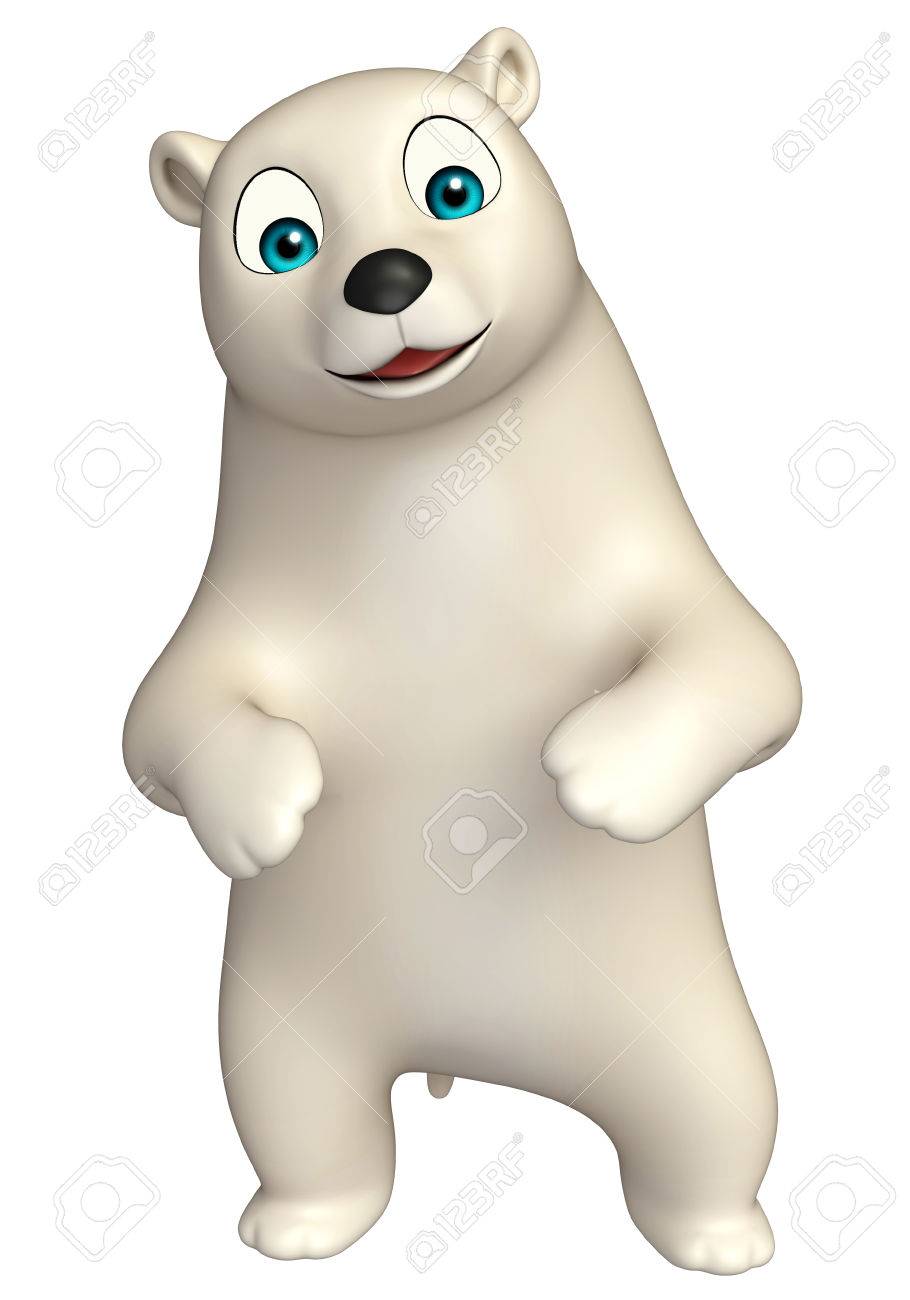 面白いシロクマの漫画のキャラクターの 3 D レンダリングされたイラストレーション の写真素材 画像素材 Image