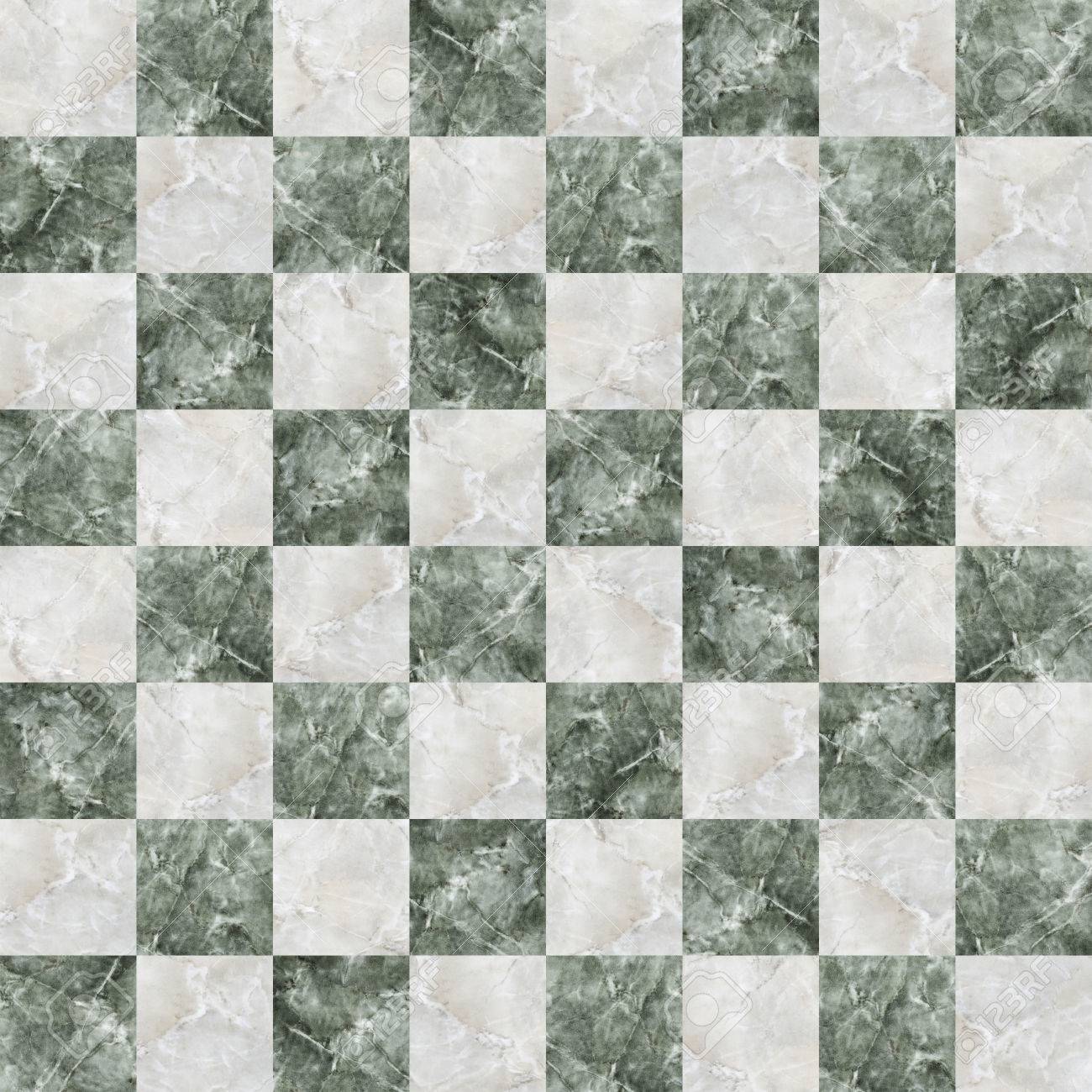 Checkered Tiles Seamless With Green And White Marble Effect Stock