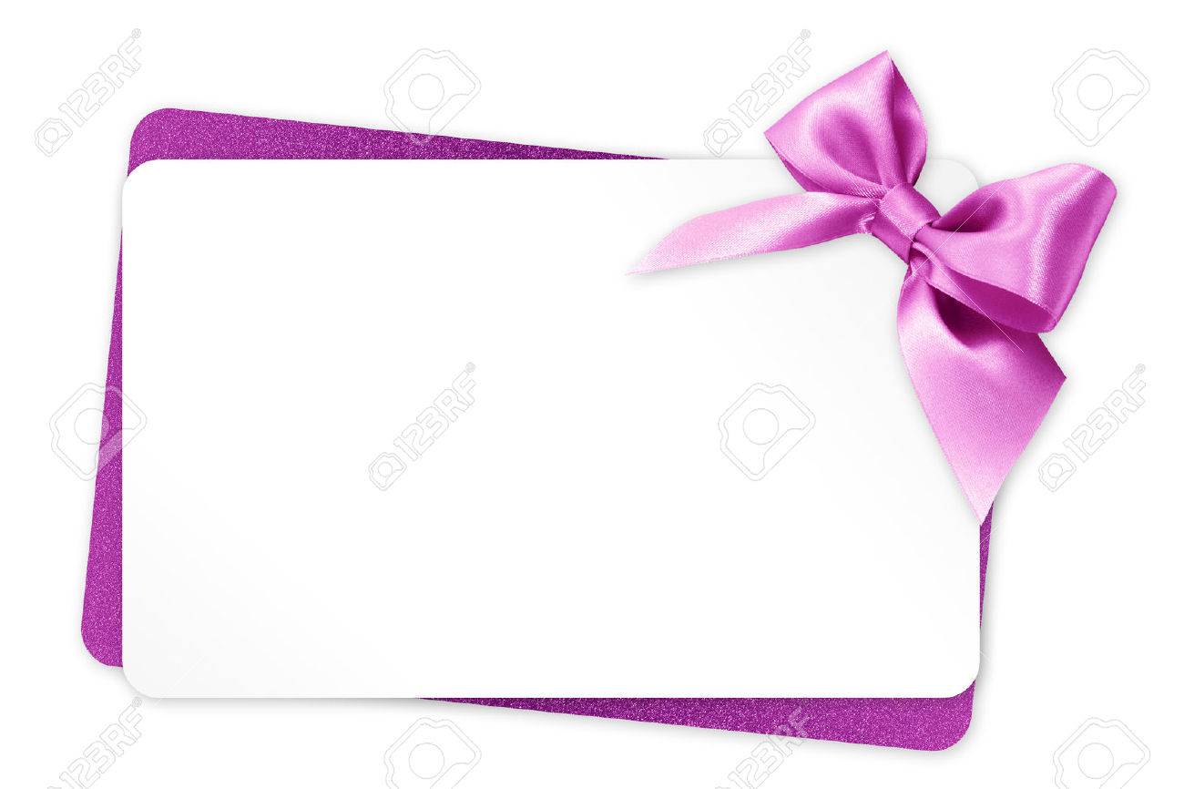 gift card with pink ribbon bow on white background - 57659477 gift card with pink ribbon bow on white background - 57659477